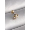 316L Çelik Gold Renk Zirkon Taşlı Çiçek Model Tragus Piercing