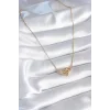 316l Çelik Gold Renk Zirkon Taşlı Model Kadın Kolye