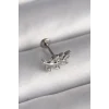 316L Çelik Gümüş Renk Dal Model Zirkon Taş Detaylı Tragus Piercing