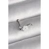 316L Çelik Gümüş Renk Zirkon Taş Detay Beyaz Çiçek Model Tragus Piercing