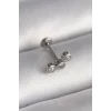 316L Çelik Gümüş Renk Zirkon Taşlı Tragus Piercing