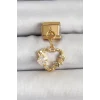316L Çelik Sallantılı Zirkon Taşlı Kalp Model Gold Renk Nomination Charm