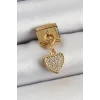 316L Çelik Sallantılı Zirkon Taşlı Kalp Model Gold Renk Nomination Charm