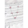 316L Çelik Zincir Gümüş Renk Pembe Baby Boy Yonca Kadın Kolye
