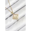 316l Çelik Zirkon Taşlı Yıldız Model Gold Renk Kadın Kolye