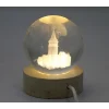3d Kristal Cam Küre Ahşap Soketli İstanbul Temalı Led Lamba Aalk2575