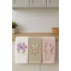 3lü Lüks &#37;100 Pamuklu Mutfak Havlusu Seti 3D Kelebek Aplikeli 30x50 Cm