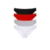 4 adet Süper Eko Set Likralı Kadın Slip Külot Siyah Kırmızı Gri Beyaz