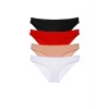 4 adet Süper Eko Set Likralı Kadın Slip Külot Siyah Kırmızı Ten Beyaz