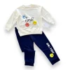 Luz&Pos 6-9-12-18 Ay Emoje Baskılı Pamuk Penye Kumaş Erkek Bebek Takımı Lacivert
