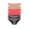 6 Adet Likralı Kadın Slip Külot Leopar Ten Fuşya