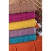 6 lı Renkli El Yüz Pamuklu Jakarlı Havlu Seti 50 x 90 Cm Platin