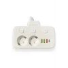 Akım Korumalı 2’li Ayrı Anahtarlı Priz, 2x Priz, 3x Usb, 1x Type-c, 2 Mt Kablo, Hızlı Şarj