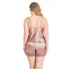 Büyük Beden Vizon Saten Babydoll Şort Takımı