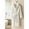 Beyaz Gramajlı Kapşonlu Garson Boy Çocuk Banyo Bornozu