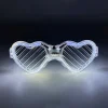 Beyaz Led Işıklı Kalp Gözlük – 3 Modlu Parti - Glow Gözlüğü