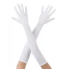 Beyaz Renk Dirseğe Kadar Uzun Kumaş Eldiven 40 Cm