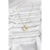 Çelik Zincir Gold Renk Ay Yıldız Model Zirkon Taşlı Kadın Kolye