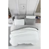 Çift Kişilik Lastikli Çarşaflı Nevresim Takımı Pamuklu Four Season Beyaz Gri
