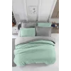 Çift Kişilik Lastikli Çarşaflı Nevresim Takımı Pamuklu Four Season Mint Gri