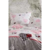 Çift Kişilik Lastikli Çarşaflı Pamuklu Nevresim Takımı Patchwork Love