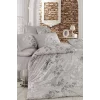 Çift Kişilik Nevresim Takımı Pamuklu Gümüş Çiçek