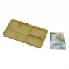 Dikdörtgen 3 Bölmeli=2+1 Ahşap Bambu Servis Sunum Tepsi - Tahtası 24.8 X 13.8 X 1.4cm