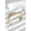 Eğik Şerit Model Gold Renk Pirinç Kadın Bileklik
