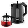 Elektrikli Cam Demlikli Plastik Çaycı Seti 1600w 1.7lt - 0.7lt Stm-5840