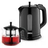 Elektrikli Cam Demlikli Plastik Çaycı Seti 1600w 1.7lt - 0.7lt Stm-5840