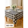 Fiber Kareli Masa Örtüsü Sofra Bezi Ekose Desen 160x160 Cm Siyah