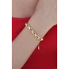 Gold Renk Çelik Zincir Kadın Bileklik