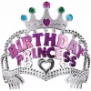 Gümüş Renk Taç Üzeri Pembe Birthday Prenses Yazılı Çocuk Parti Tacı 11x12 Cm