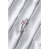 Gümüş Renk Zirkon Taşlı Pembe Kristal Kalp Model Kadın Yüzük