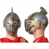 Gümüş Üzeri Altın Renk Oynar Başlıklı Romalı Bizans Kaskı Miğferi 25x20 Cm
