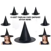 Halloween Cadı Şapkası Yetişkin ve Çocuk Uyumlu 6 Adet