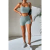 Kadın Açık Mavi Şortlu Kaşkorse Gecelik Takım – Modern, Konforlu ve Günlük Kombinlere Uygun