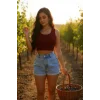 Kadın Bordo Kare Yaka Crop Top Bluz – Şık, Rahat ve Kolay Kombinlenebilir
