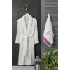 Kadın Havlulu Banyo Bornoz Takımı &#37;100 Pamuklu Beyaz