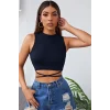 Kadın Lacivert Çapraz Bağlamalı Crop Top Büstiyer – Modern ve Şık Tasarım