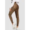 Kadın Leopar Desenli Yüksek Bel Dar Kesim Esnek Tayt – Modern ve Şık Tasarım
