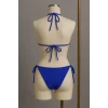 Kadın Mavi Yandan ve Boyundan Bağlamalı Bikini Mayo Takımı