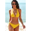 Kadın Sarı Belden, Boyundan Bağlamalı ve Ayarlanabilir Külotlu Üçgen Bikini Mayo Takımı – Modern, Konforlu ve Günlük Kombinlere Uygun