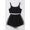 Kadın Siyah Askılı Crop Top ve Şortlu Gecelik Takım