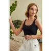 Kadın Siyah Kalın Askılı Crop Top Büstiyer – Modern ve Şık Tasarım