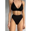 Kadın Siyah Yüksek Bel Dolgusuz Slip Takım – Modern, Konforlu ve Günlük Kombinlere Uygun