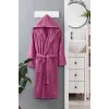 Kapüşonlu Unisex Banyo Bornozu &#37;100 Soft Pamuklu Mürdüm