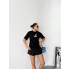 Kısa Kol Baskılı T-shirt - Siyah