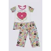 Kız Çocuk Donut Desenli Renkli Pijama Takımı