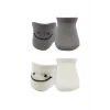 Luz&Pos 2li Sneakers Smile Penye Çorap Bs20106 Gri Ekru